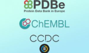 PDBe, ChEMBL and CCDC logos on light blue background.
