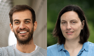 EMBL's Equality and Diversity Officers, Zac O'Sullivan (left) and Luisa 
Vieites Rodrigues (right). Credit: Jeff Dowling and Kinga Lubowiecka
