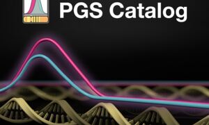 PGS Catalog logo on dark background with DNA strand
