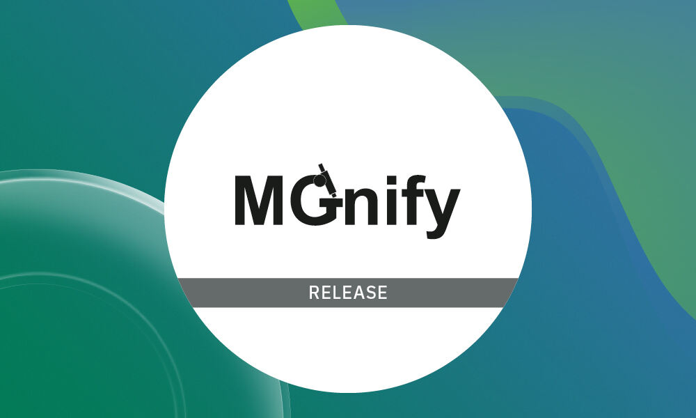 MGnify logo with text underneath which reads release