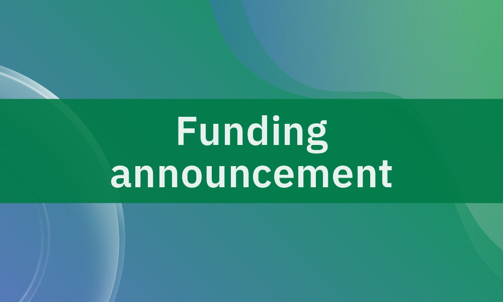 Text saying "Funding announcement" on green background.