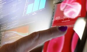 Touchscreen showing genetic data. Credit Wellcome Sanger Institute
