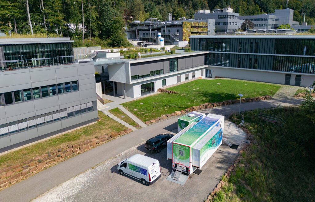 aerial view of Mobile Labs fleet at the EMBL Heidelberg campus